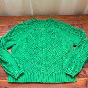 GAP Emerald Cable Knit Crew Neck Sweater waist length